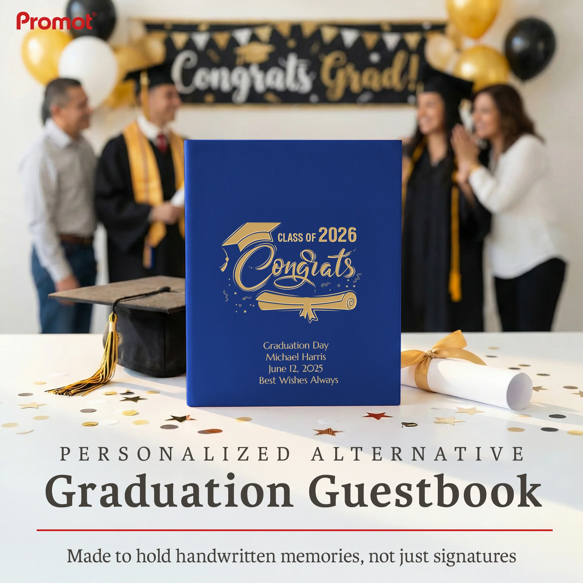 Personalized Graduation Party Guestbook- Class of 2026 (BLUE)
